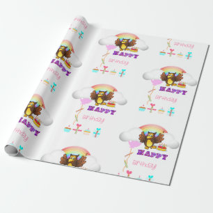 Presente Feliz Aniversário Enrolando Coruja de Papel