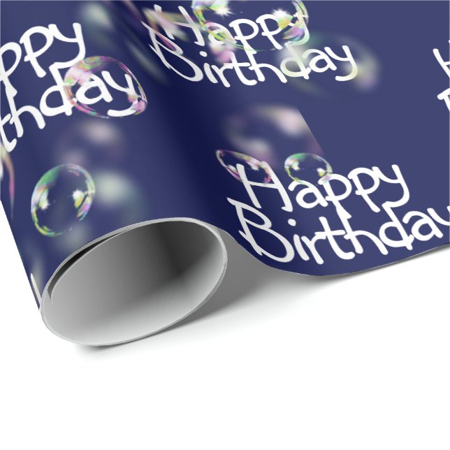 Presente Feliz Aniversário Texto e Bolhas de Papel (Ponta do rolo)