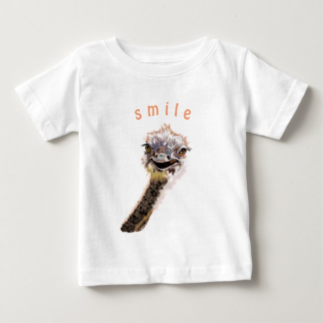 Presente feliz de camiseta de avestruz - Sorria (Frente)