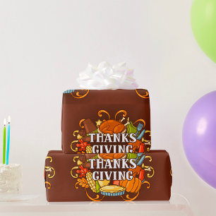 Presente Feliz Dia de Ação de Graças Papel de Comida