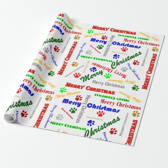 Presente Feliz Natal e Papel de Embalagem para Canas de Cãe (Desenrolado)