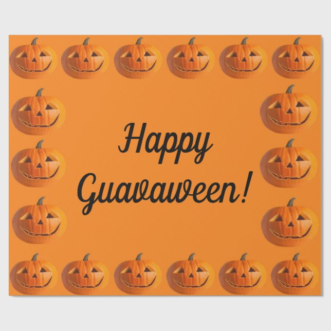 Presente Feliz papel de embrulhamento do Jack-O-Lanterns (Aberto)