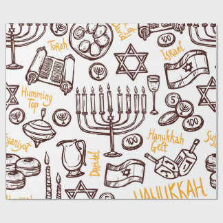 Presente Feliz papel de embrulhamento Hanukkah