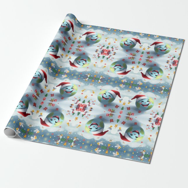 Presente Feliz papel de enrolamento de planetas novos (Desenrolado)