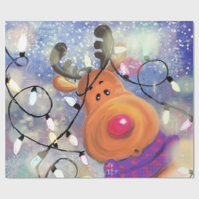 Presente Feliz papel de moldagem de natal para Reindeer (Aberto)