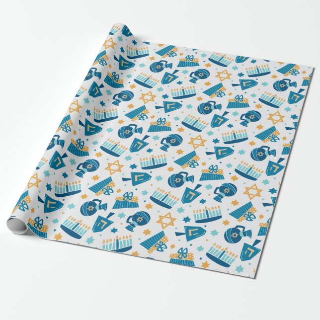 Presente Feliz papel de moldagem Hanukkah (Desenrolado)