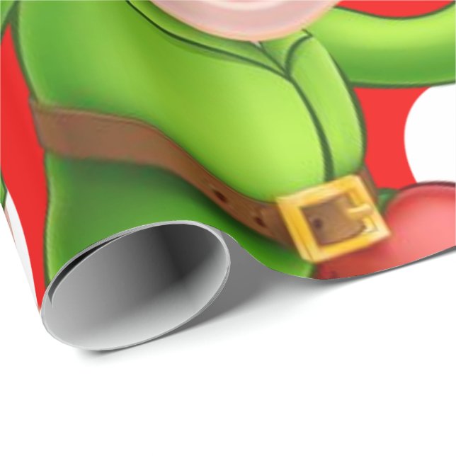 Presente Feliz Papel de Molho de Natal Elf (Ponta do rolo)