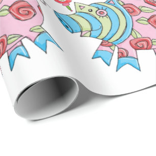 Presente Feliz papel de molho de porco rosa-de-Natal