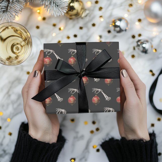 Presente Feriado elegante de papel para enrolar o Natal gót (Black Christmas Wrapping Holiday )