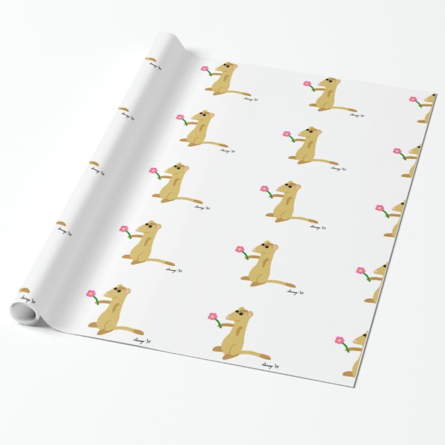 Presente Ferret segurando um papel de enrolamento da flor (Desenrolado)