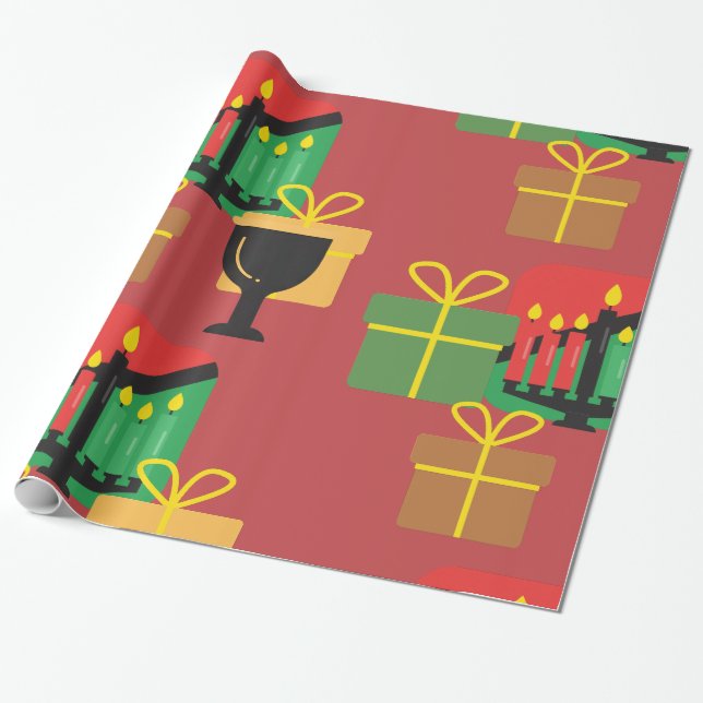Presente Fesestivo Kwanzaa Oferece Papel de Acondicionament (Desenrolado)