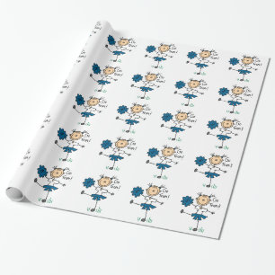 Presente Figura azul papel da vara de envolvimento do