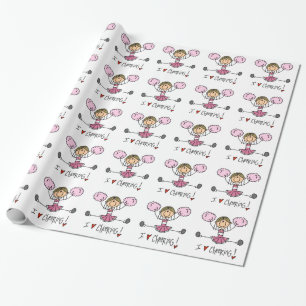 Presente Figura cor-de-rosa papel da vara de envolvimento