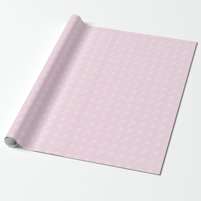 Presente Floco de Neve Rosa Bebê Papel de Natal Drenado (Desenrolado)