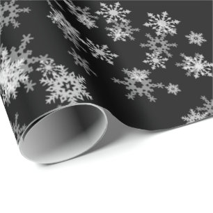 Presente Flocos Brancos De Neve No Papel De Molho Preto