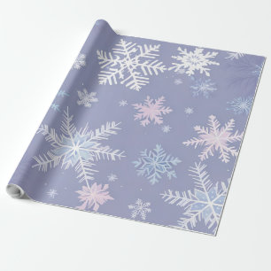 Presente flocos de neve cristalina embrulhando papel