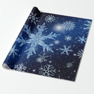 Presente flocos de neve de natal embrulhando papel