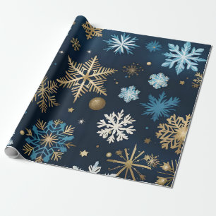Presente Flocos de neve de ouro embrulhando papel