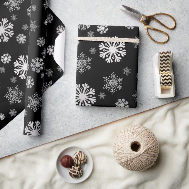 Presente Flocos de neve prateados elegantes - Papel de enro (Artesanato)