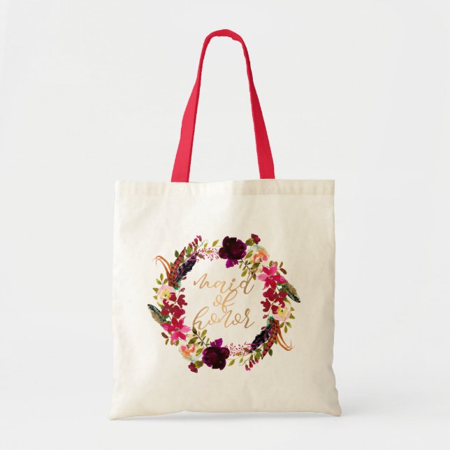 Presente floral do bolsa da madrinha de casamento (Frente)