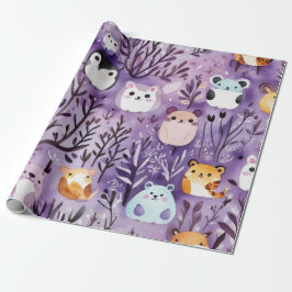 Presente Flores cegas abrigam animais árvores Papel de enro