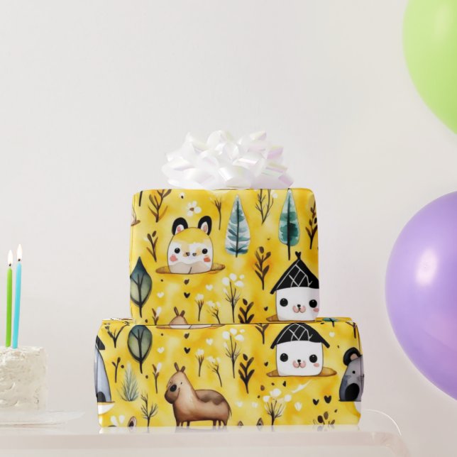 Presente Flores cegas abrigam animais Papel de enrolar (Presentes para festas)