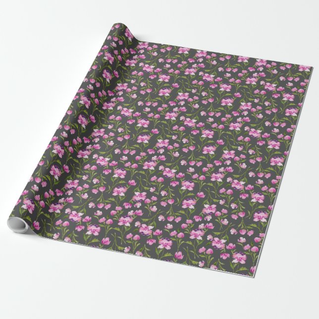 Presente Flores de Aquarela Rosa, Papel de Embraiagem de Pr (Desenrolado)