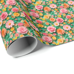 Presente Flores e borboletas de papel coloridas