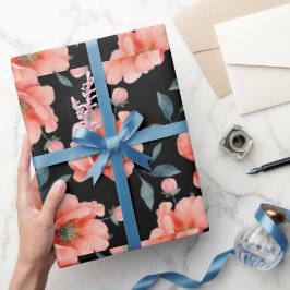 Presente Flores em papel de enrolamento preto