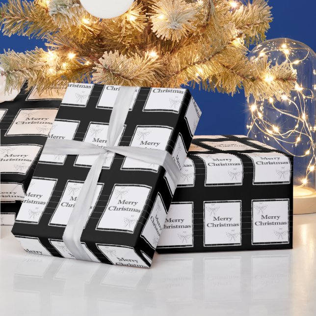Presente Folha de Natal feliz Papel preto e branco (Feriados)