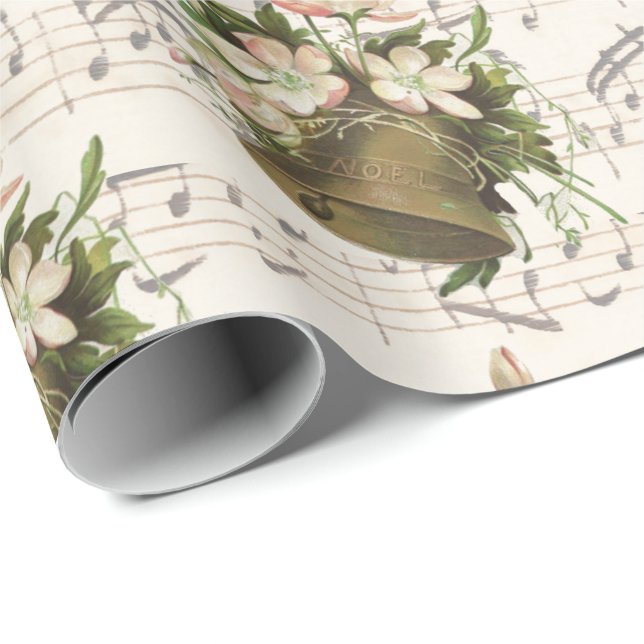 Presente Folha de Natal Floral Papel de Moldagem de Música (Ponta do rolo)