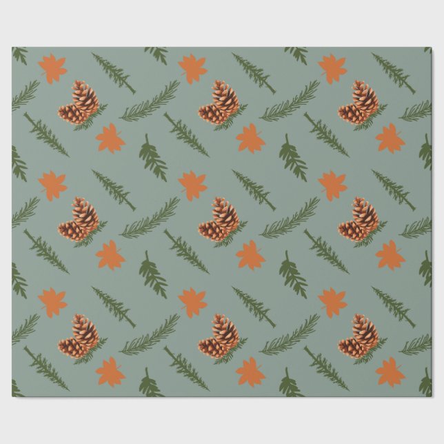 Presente Folha de outono e Pinecone - Arte de Papel Molhant (Barra)