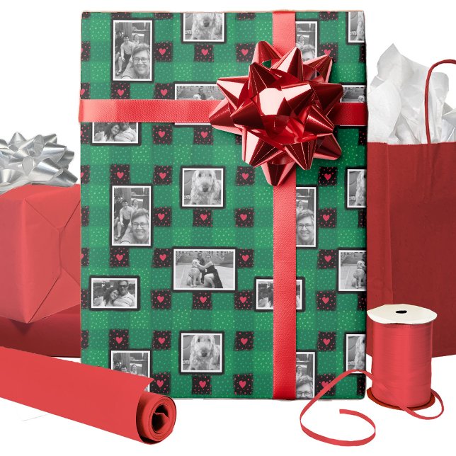 Presente Folhas de Papel de Moldagem de Foto de Natal (This wrap looks best with black and white photos.)