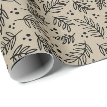 Folhas e pontos Papel de enrolamento neutro modern