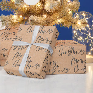 Presente Fonte de Script Preto de Papel Kraft Fofinho Natal
