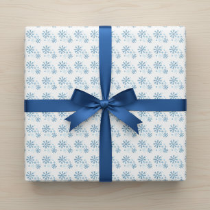 Presente Fosco Flurries Blue Snowflake Papel de enrolamento