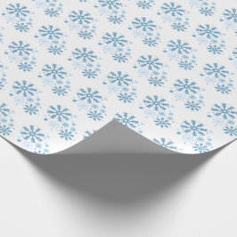Presente Fosco Flurries Blue Snowflake Papel de enrolamento