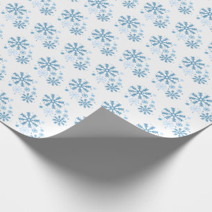Presente Fosco Flurries Blue Snowflake Papel de enrolamento