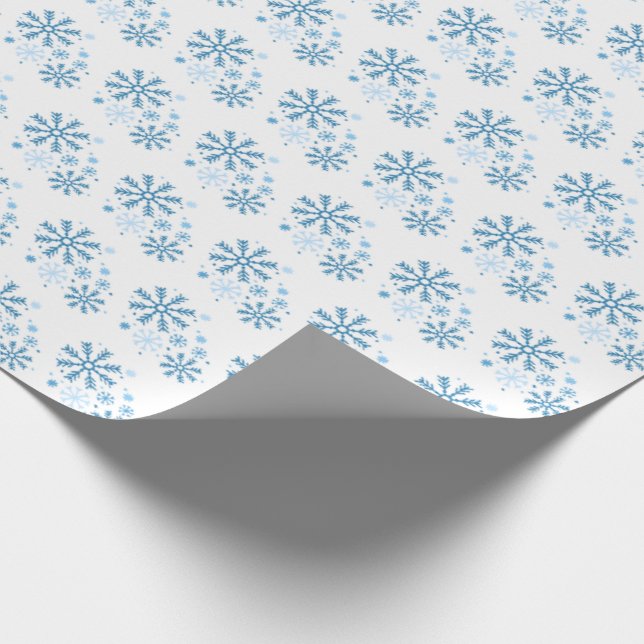 Presente Fosco Flurries Blue Snowflake Papel de enrolamento (Ponta)