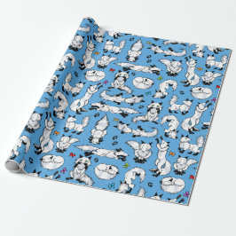Presente Fox ártico no papel de envolvimento azul