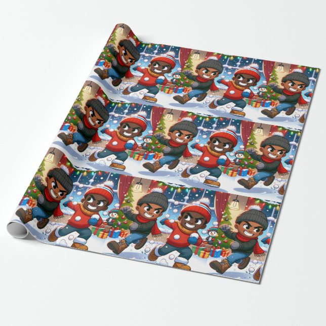 Presente Frosty Boy Frenzy - Papel de molho de Natal (Desenrolado)