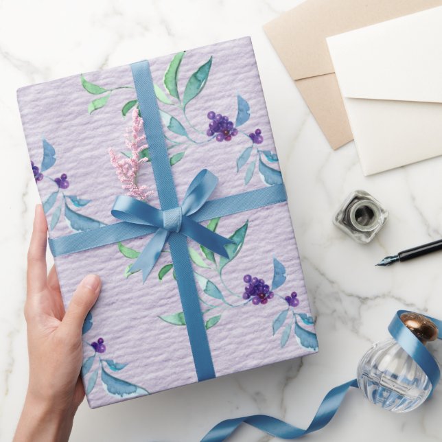Presente Frutas Roxas Em Papel De Textura Áspera Lavanda (Presentear)