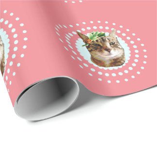 Presente Gato de gato malhado com papel de envolvimento do
