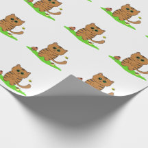Gato de laranja-bonito em papel de enrolamento ver
