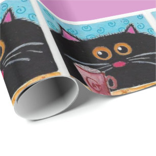Presente Gato Whimsical de Papel de Enrolamento brilhante