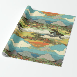 Presente Ghibli World - Nuvens e montanhas Papel de ondulaç