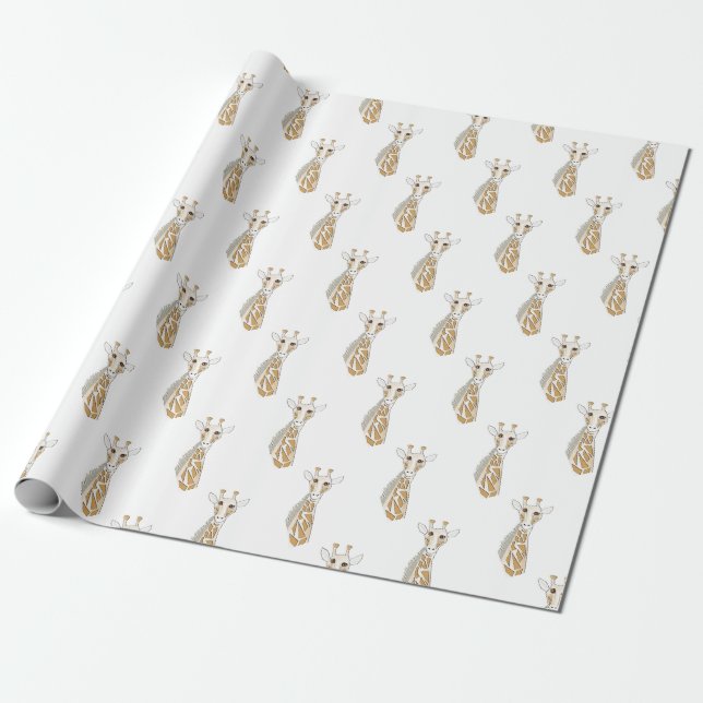 Presente Girafa, Aniversário, Festa de Natal, Papel de Molh (Desenrolado)
