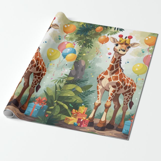 Presente Girafa sorridente na selva | Papel de enrolamento (Desenrolado)