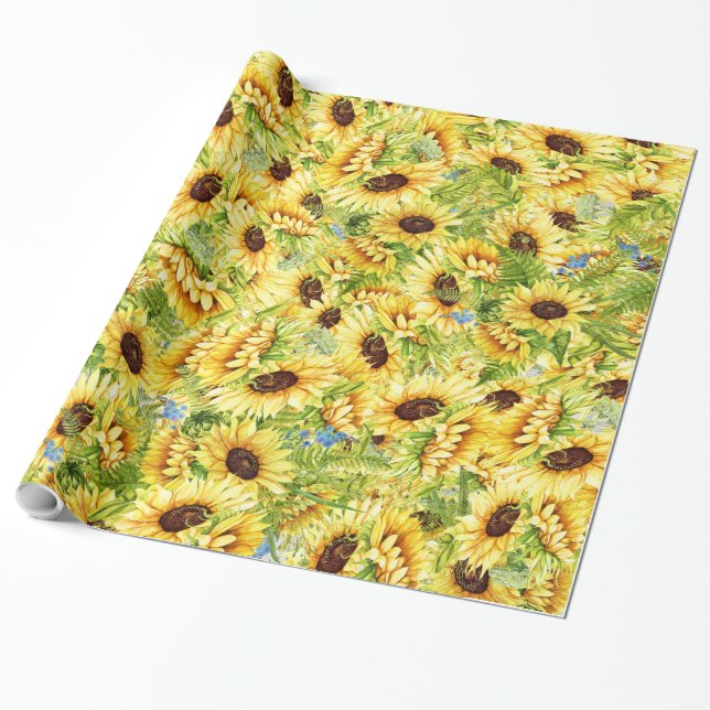 Presente Girassóis Papel de ondulação para presentes (Desenrolado)