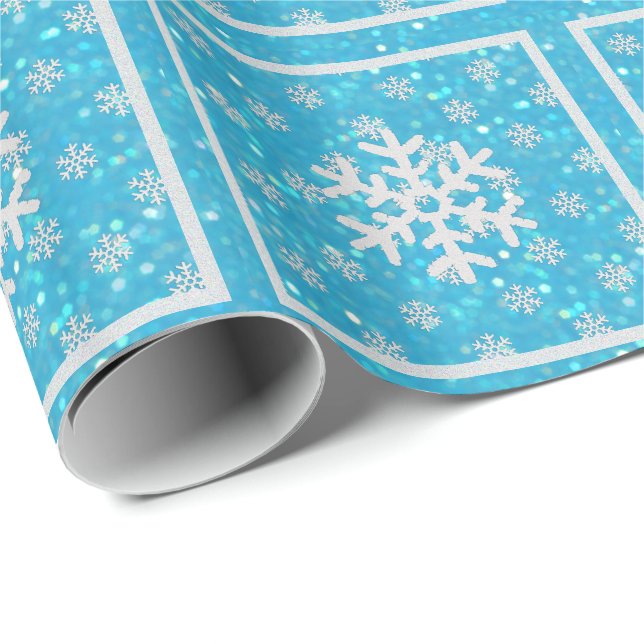 Presente Glitz azul: Papel de envolvimento dos flocos de (Ponta do rolo)